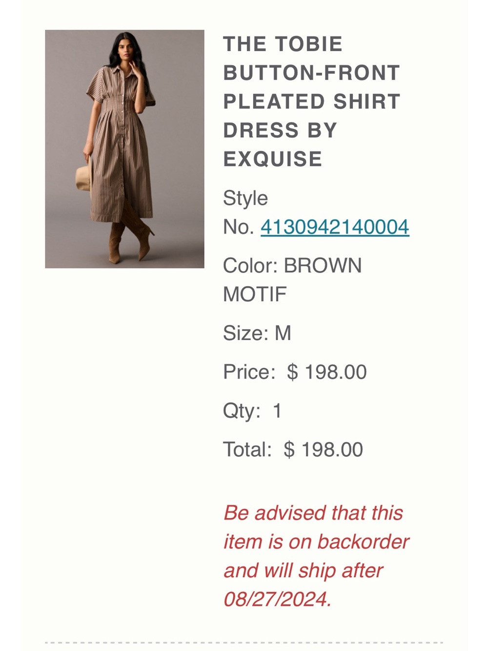 Anthropologie Tobie Button-Front Pleated Maxi Dress in Brown Motif